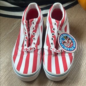 Vans Kids Striped Red and White Sneakers